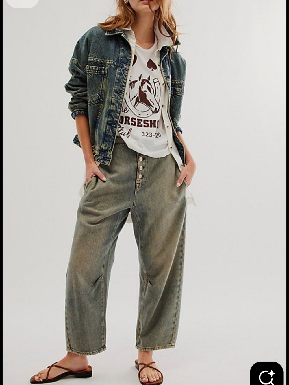 We The Free Light Blue Cropped Relaxed Jeans with Button Fly